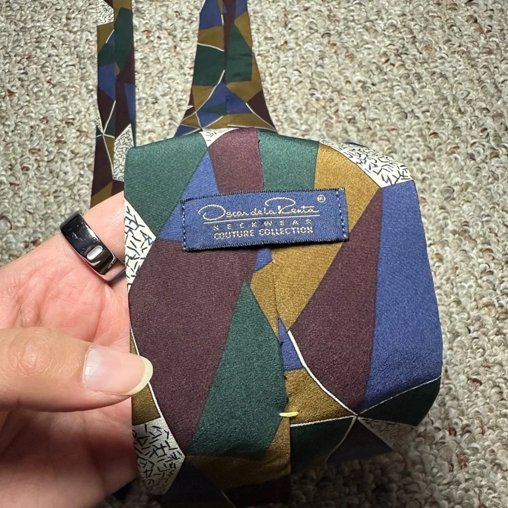 Two (2) Oscar De La Renta 100% silk patterned ties